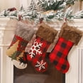 thumbnail image 1 of Limei 1Pcs Christmas Stocking, Christmas Tree Snowflake Lattice Hanging Ornament Stocking Xmas Candy Gifts Bags (Elk), 1 of 6