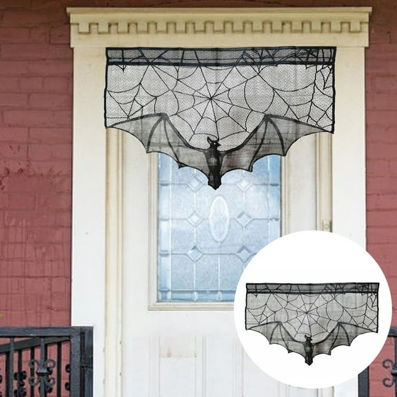 Limei 1Pcs Halloween Window Curtain Washable Soft Reusable Polyester Halloween Themed Window Decorative Drape
