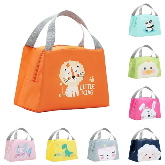 Limei 1Pcs Lunch Box Bag, Waterproof Cartoon Pattern Zipper Keeping Warm Cold Fine Sewing Leakproof Thermal Bento Tote for Picnic