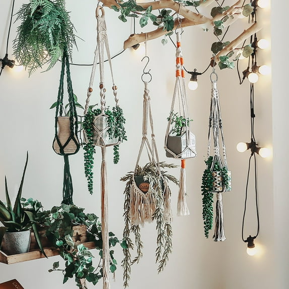 Limei 1Pcs Macrame Plant Hangers Cotton Hanging Planter Holder for Indoor Outdoor Boho Home Decor