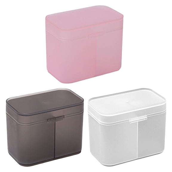 Limei 1Pcs Storage Box, Cotton Pads Organizer Transparent Desk Independent Double-Compartment Storage Box
