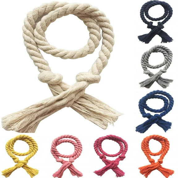Limei 2 Pack Curtain Tiebacks Rope, Outdoor Curtain Tiebacks, Natural Cotton Curtain Ties, Village Rural Rustic Curtain Holdbacks, Farmhouse Boho Curtain tie Backs Holders for Drapes, Dark Coffee