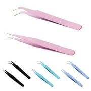 Limei 2 Pack DIY Tweezers curved Bent Tip Tweezers Non Marring Tips Tweezers Stainless Steel Hobby Jewelry Crafts Tools for Lab Jewelry Making