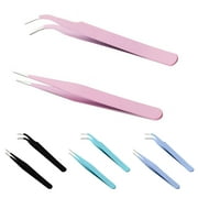 Limei 2 Pack DIY Tweezers منحنية Bent Tweezers نصائح غير رنجة ملاقط الفولاذ المقاوم للصدأ هواية أدوات الحرف اليدوية لتصنيع المجوهرات المعملية