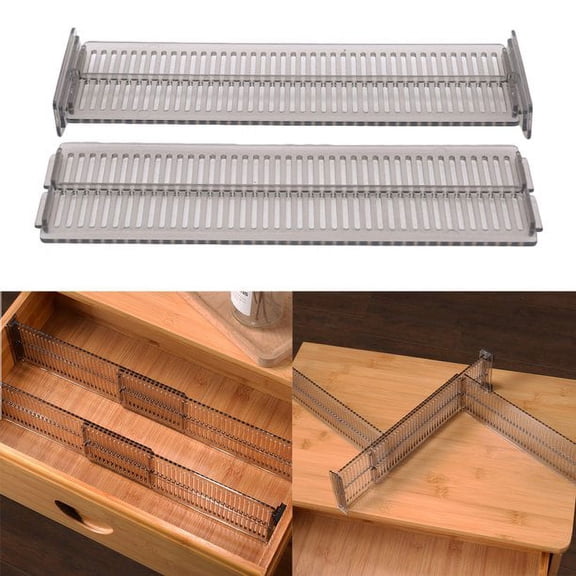 Limei 2 Pack Drawer Partition, Transparent Durable Drawer Cabinet Storage Partition Divider Adjustable DIY Organizer
