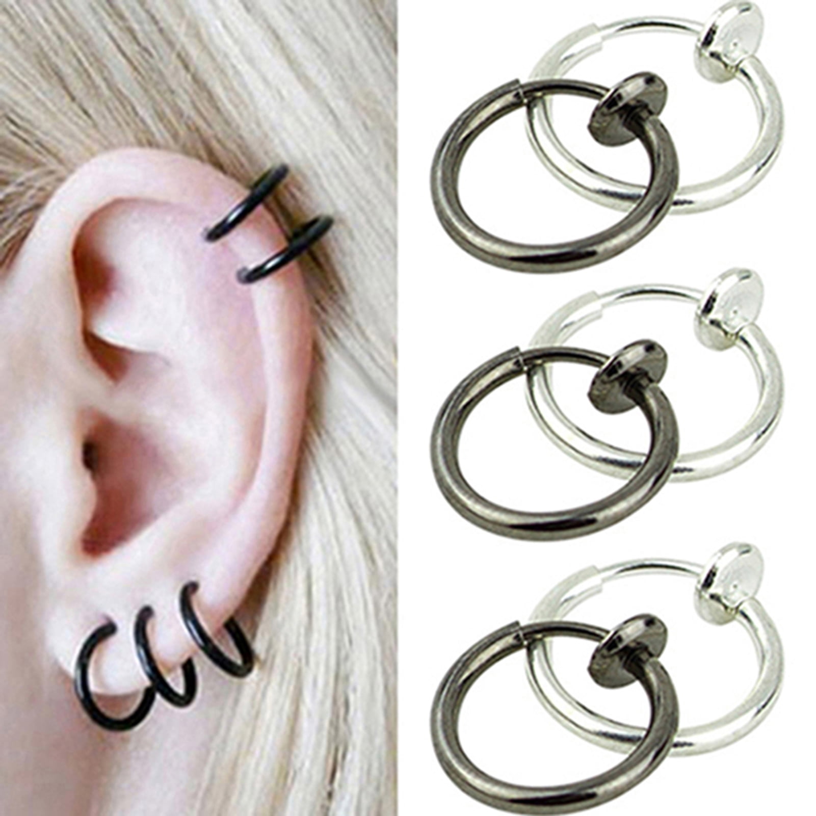 Limei 2 Pack Earring Simple Unisex Nose Ear Lip Piercing Hoop Ring ...
