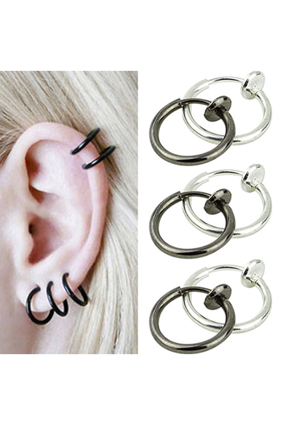 2 Pack Earring Simple Unisex Nose Ear Lip Piercing Hoop Ring