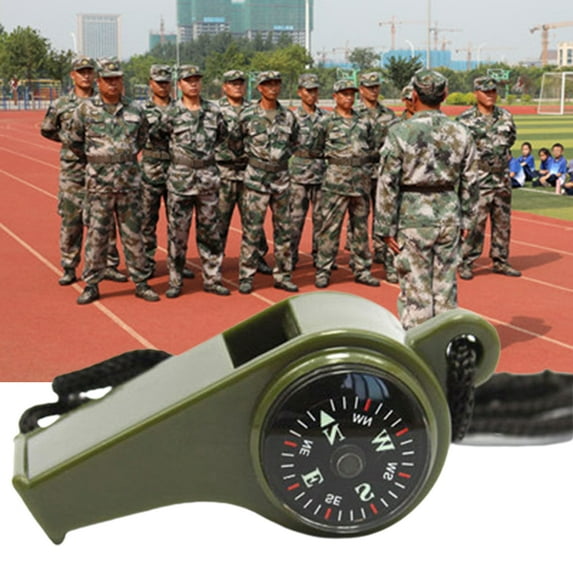 Limei 2 Pack Emergency Whistle with Lanyard, Multi-Functional 3 in1 Survival Gear Compass Thermometer for Outdoor Camping Hiking