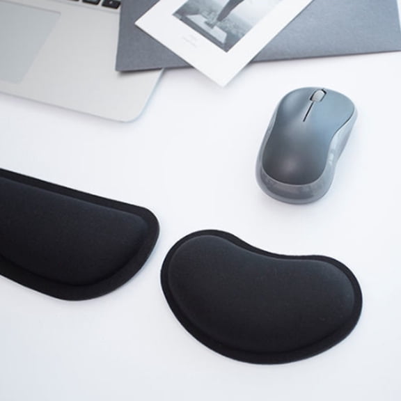 Limei 2 Pack Enlarge Gel Memory Foam Set Keyboard Wrist Rest Pad, Mouse Wrist Cushion Support for Office, Computer, Laptop, Mac, Comfortable, Lightweight for Easy Typing Pain Relief, Black