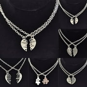 Limei 2 Pcs Fashion Best Friends Love Heart Pendant Couple Chain Necklace Jewelry Gift