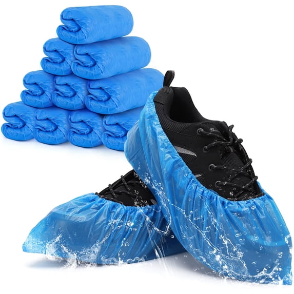 Limei 200Pcs Shoe Covers Disposable, Green Convenience, Recyclable, Boot Cover, Waterproof, Non slip, Dust proof, One Size Fit All, Durable CPE Material, Blue, Protect Your Shoes, Floor, Carpet