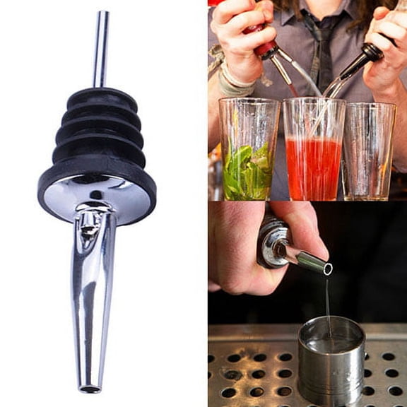 Limei 2Pcs Liquor Pourers Stainless Steel oil spouts Bottle Pour Spouts for Oil, Wine, Vinegar and Liquid, With Dust Caps