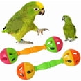 thumbnail image 1 of Limei 2Pcs Parrot Chew Toys - Pet Bird Parrot Hollow Double-Head Bell Ball Rattle Bite Chew Interactive Toy for Medium and Small Parrot, 1 of 7