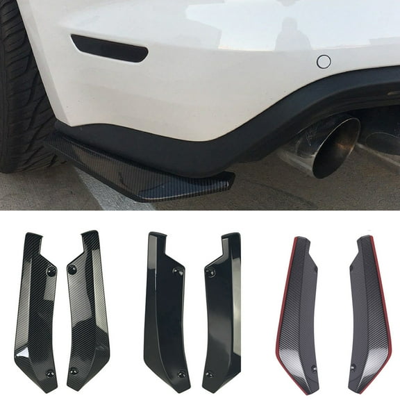 Limei 2Pcs Rear Bumper Canard Diffuser Splitter Valence Spoiler Fin Lip Trim Universal Fit Carbon Fiber Pattern, 17.72" x 4.72"