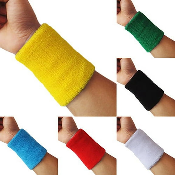 Limei 2Pcs Sports Wristbands Cotton Sweat Bands, for Basketball, Baseball, Running Athletic Sports
