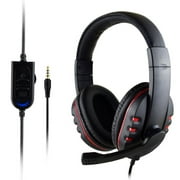 Limei 3 5mm Gaming Headset for PC PS5 Laptop One Mac Switch Games Computer Game Gamer Over Ear Flexible Microphone Volume Control with Mic (Red)