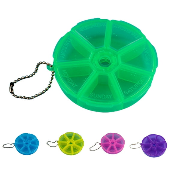 Limei 3 Pack Weekly Pill Organizer Clear 7-Sided Pill Reminder, Round Shaped