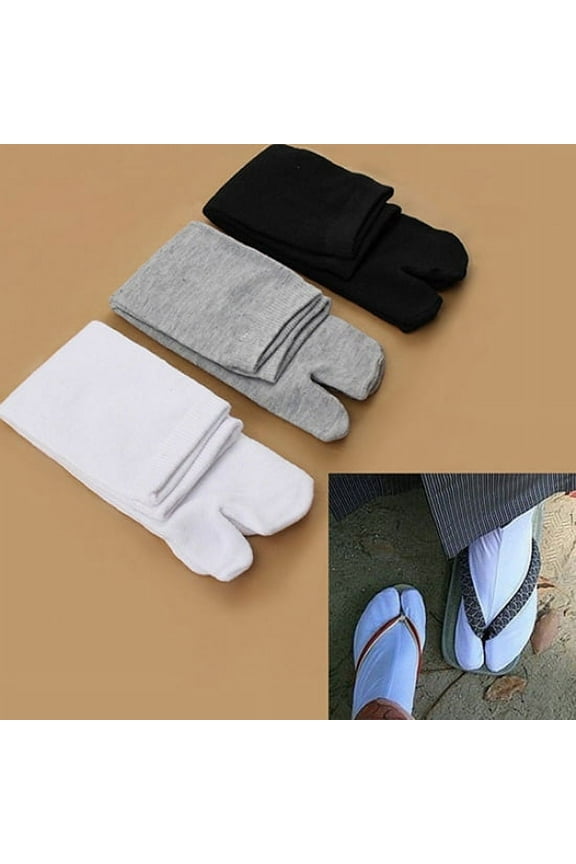3 Pairs Japan Tabi Socks, Split 2 Toe Sandals Ninja Slipper Japanese Kimono White