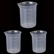 Limei 3pcs Measuring Cup 250ml PP Plastic Graduated Beaker Transparent for Lab Kitchen Liquids