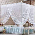 thumbnail image 1 of Limei 4 Corners Post Pink Canopy Bed Curtain for Girls & Adults - Cute Cozy Drape Square Netting - 4 Opening - Princess Bedroom Decoration(King, White), 1 of 5