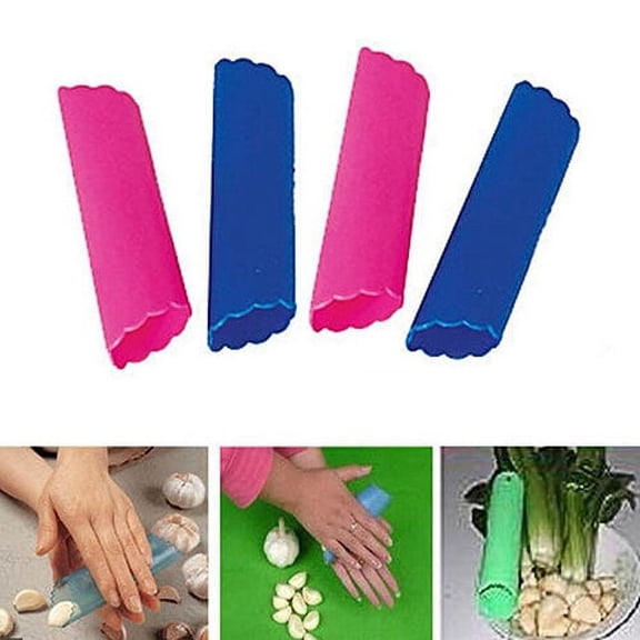 Limei 4 Pack Garlic Peeler Garlic Presses - Original Silicone Garlic Roller Peeling Tube-Easy Useful Kitchen Tools, Random Color