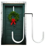 Limei 5 Inches Double Side Wreath Hanger Over The Door - Wreath Metal Hook for Christmas Wreath Front Door Hanger (White)