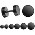 thumbnail image 1 of Limei 5 Pairs Black Stud Earrings Men Women Faux Gauges Ear Tunnel Stainless Steel Earrings 3mm 4mm 5mm 6mm 8mm 10mm 12mm 14mm, 1 of 7