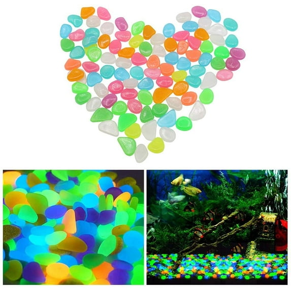 Limei 50 PCS Colorful Glowing Stones, Fish Tank Glow Gravel, Glow in The Dark Aquarium Pebbles, Decorative Gravel Rocks, Glowing Pebbles Luminous Stones for Plant Aquariums, Landscaping, Home Decor
