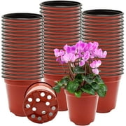Limei 50 Pack Planter Nursery Pots, Plastic Pots for Flower Seedling, 4.1 x 3 x 3.4 inch