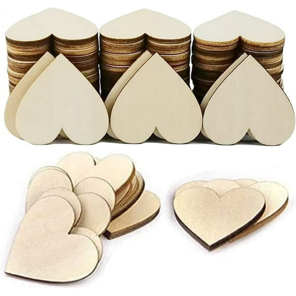 Limei 50 Pcs 0.8 inch Wood Heart Cutouts, Unfinished Blank Wooden Hearts Shapes Wood Slices Tags for Crafts for Wedding Guest Book, Valentine's Day, Thanksgiving, DIY Card Decorations Making