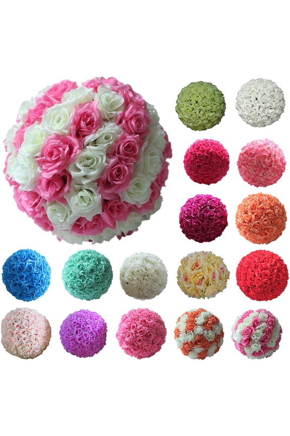 7.87 Inches Artificial Rose Flower Balls, Wedding Bridesmaid Bridal Bouquets Centerpieces, Romantic Realistic Kissing Flower Balls, DIY Wedding Bouquets Party Home Decorations