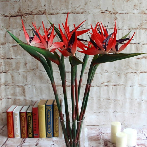 Limei Artificial Bird of Paradise Flowers Rubber Strelitzia 24.8" Long Stem Flower, Suitable for DIY Home Decor Party Theme Display