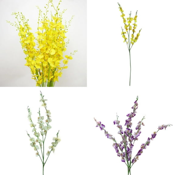 Limei Artificial Orchids Silk Fake Flowers Faux White Dancing Lady Orchids Stems Decorative Plants for Wedding Home Floor Tall Vase Table Hotel Office Party Festive Decoration, 1 Pack, Yellow