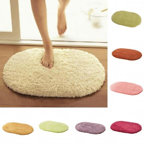 Limei Bathroom Rug Non Slip Microfiber Bath Area Rugs, Oval Shape Water Absorbing Mat Ultra Soft Shower Rugs, Plush Runner Machine Washable Carpet, 23.6 x 15.7 inches