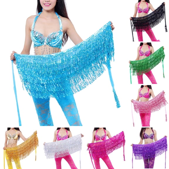 Limei Belly Dance Skirt Hip Scarf Dance Hip Belt Latin Dance Hula Hip Scarf (Purple)