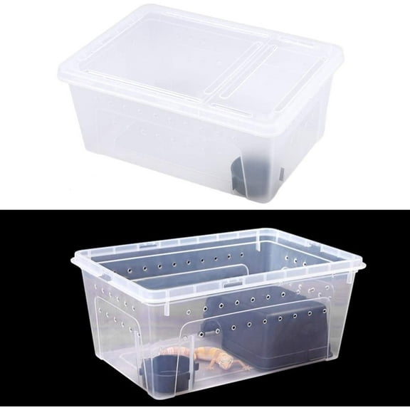 Limei Breeding Box Reptile-Turtle Enclosure-Plastic Storage Case Feeding Hatching Container for Spider Scorpion Gecko Insect Snake Tortoise (7.48x4.92x2.95in)