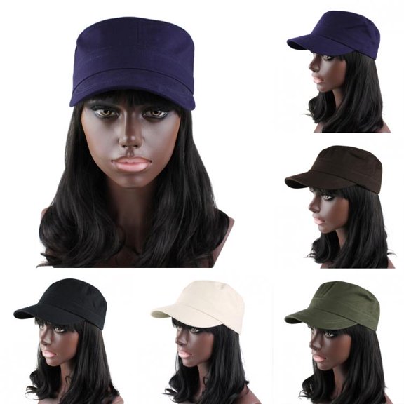 Limei Cadet Army Hats Cadet Caps Military Hat Unisex Adjustable Flat Caps for Women Men (Navy Blue)