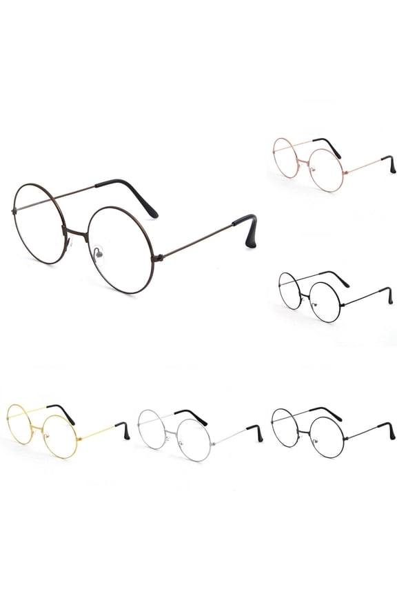Classic Round Metal Clear Lens Glasses Frame Unisex Circle Eyeglasses
