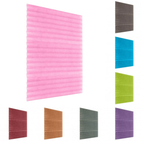 Limei Cordless Pleated Paper Shades Self Adhesive Room Darkening Blinds Light Filtering for Bathroom Balcony Living Room Window, 35.4"x59.1", Red