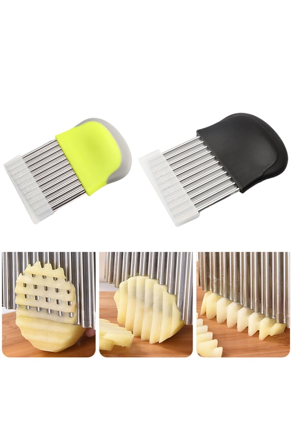 Crinkle Cutter, French Fry Cutter Stainless Steel Knife,Wave Knife Suitable for Cutting Fruits and Vegetables, Kitchen Must Have Kid Knife for Potato Onion Carrot Sliced into Thin Slices