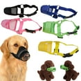 thumbnail image 1 of Limei Dog Muzzle, Soft Nylon Muzzle Anti Biting Barking Chewing, Air Mesh Breathable Drinkable Adjustable Straps 4.7"-5.9", Pets Muzzle for Small Medium Large Dogs (Yellow), 1 of 7