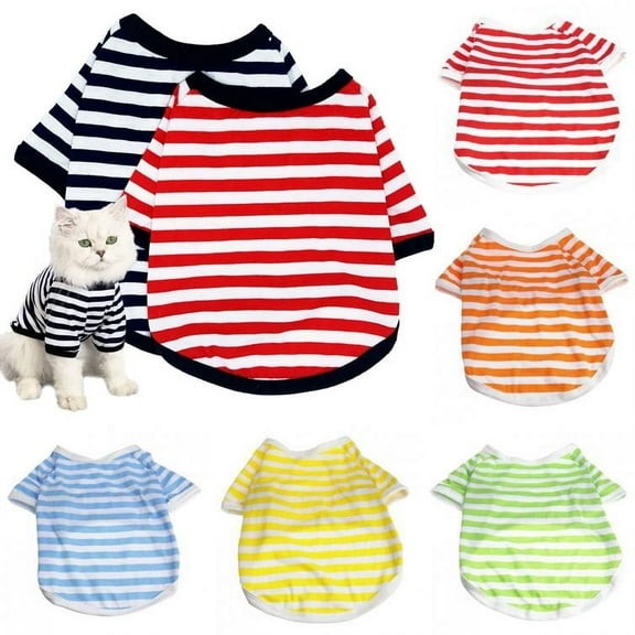 Limei Dog Shirts Pet Clothes Striped Clothing, Puppy Vest T-Shirts Outfits for Cat Apparel, Doggy Breathable Cotton Shirts for Small Medium Large Dogs Kitten Boy and Girl (Orange, X-Small)