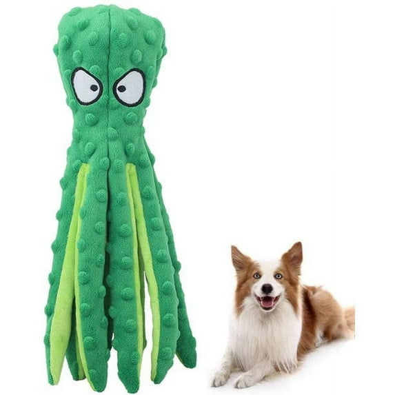 Limei Dog Squeaky Octopus Toys, No Stuffing Plush Toy with Sounding Crinkle Paper and Squeaker Inside for Puppy Teething Durable Interactive Dog Chew Toys for Small to Medium Dogs Cats (Green)