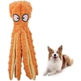 thumbnail image 1 of Limei Dog Squeaky Octopus Toys, No Stuffing Plush Toy with Sounding Crinkle Paper and Squeaker Inside for Puppy Teething Durable Interactive Dog Chew Toys for Small to Medium Dogs Cats (Orange), 1 of 7