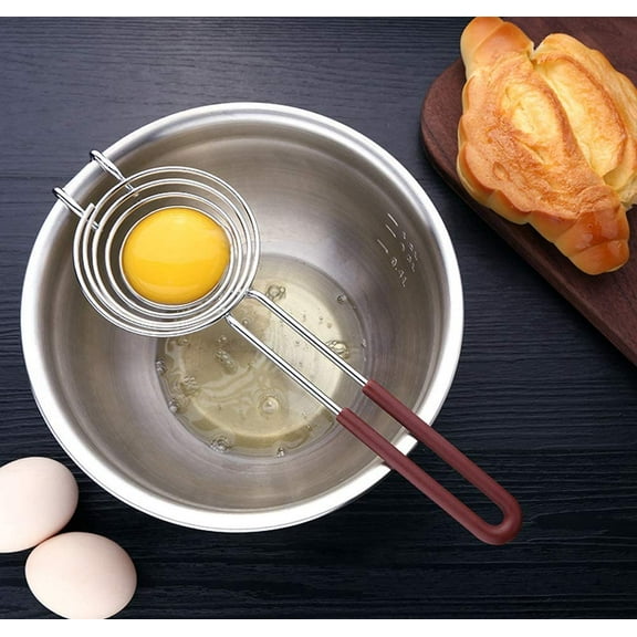 Limei Egg Separator, Filter Egg Whites and Yolks Strainer Divider, Stainless Steel Long Handle Kitchen Utility Gadget Cooking Baking Tools - Yolk Remover/Extractor