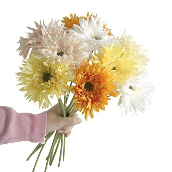 Limei Fake Fake Flowers Faux Gerbera Daisies African Silk Flowers Artificial for Wedding Bridal Bouquet Party Home Kitchen Decor(1PCS)