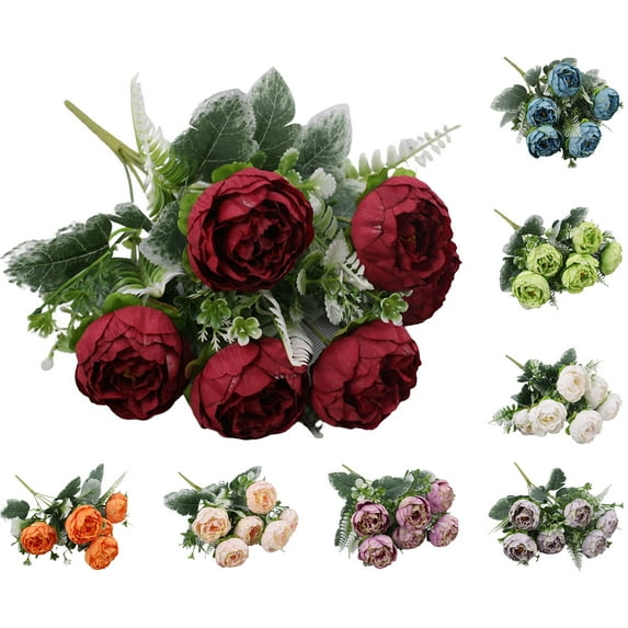 Limei Fake Flowers Vintage Artificial Peony Silk Flowers Wedding Home Decoration,Pack of 1