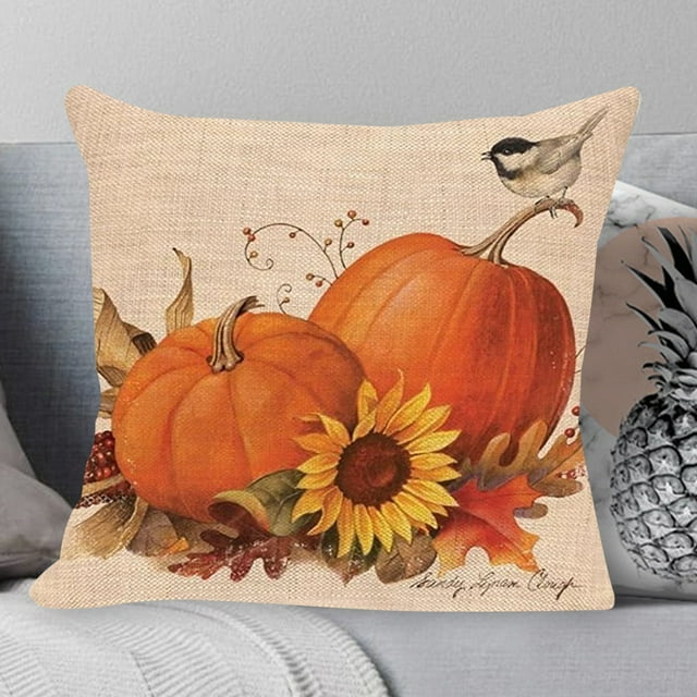 Limei Fall Pillow Covers 18" x 18" Fall Decor Sunflower Pumpkin Fall