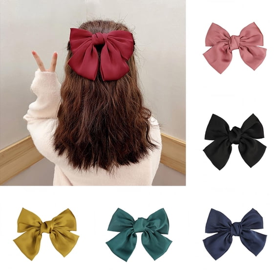 Limei Fashion Large Solid Color Bowknot Hair Clip Women Girls Bow Clip Accessories, 1 Pack, Yellow