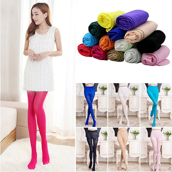 Limei Fashion Tights for Women Solid Color Semi Opaque Footed Tights Soft Stretch Pantyhose